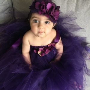 LIKE NEW babygirl tutu floral fairy dress handmade